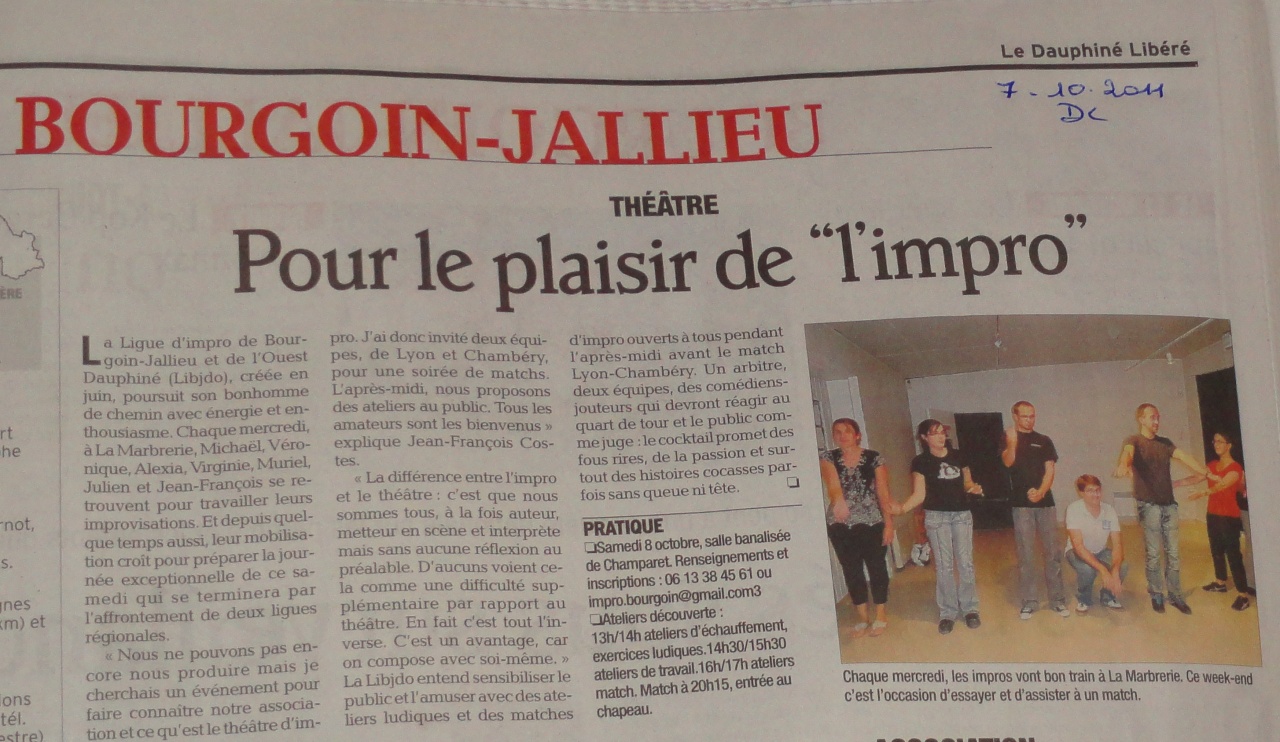Article Dauphiné Libéré 07/10/11